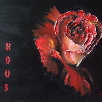 Rode bloemen drieluik - Roos