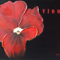 Rode bloemen drieluik - Viool